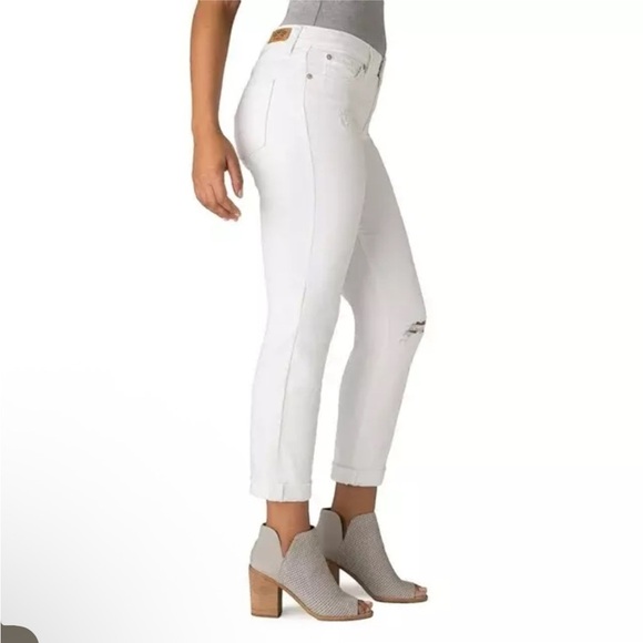 LEVI'S MID RISE CUFFED SLIM White Distressed Women’s Denim Jeans SZ 2 Waist 26 - Picture 4 of 17